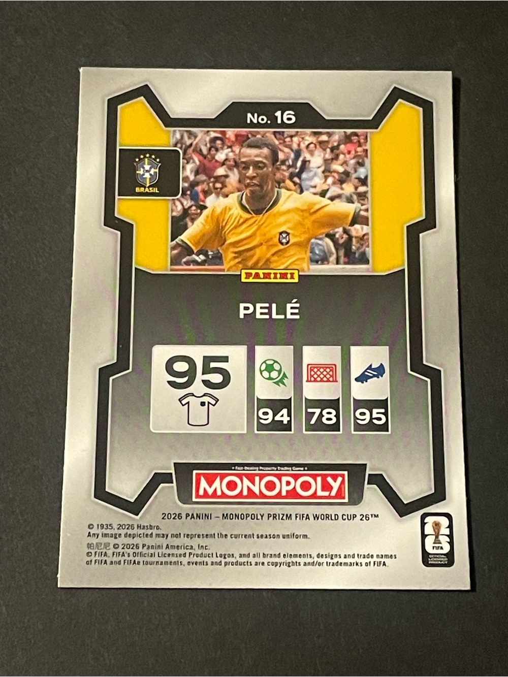2026 Panini Prizm Monopoly FIFA World Cup #16 Pele Brazil Base Card - Picture 2 of 6